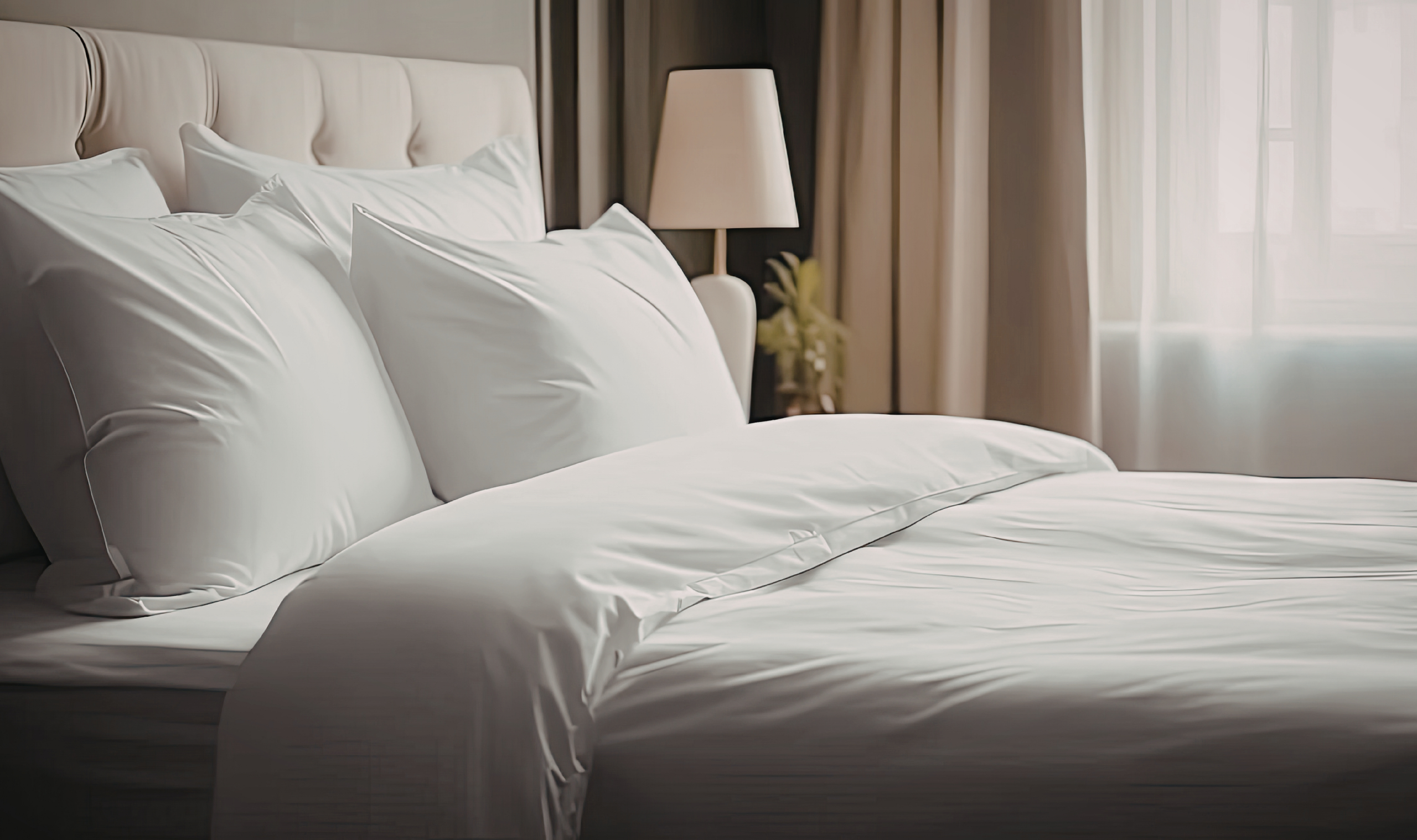 Minimal bedroom with soft lighting and neutral tones designed for relaxation and better sleep