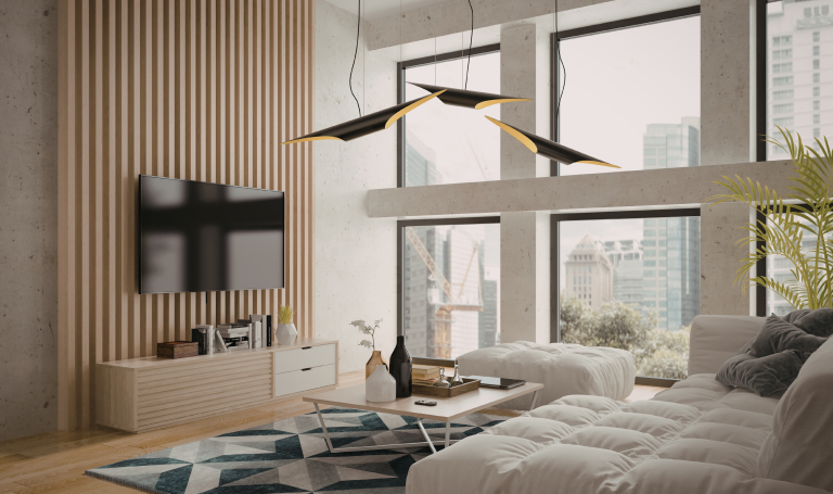 Small apartment interior with modern furniture and optimized layout making the space feel bigger