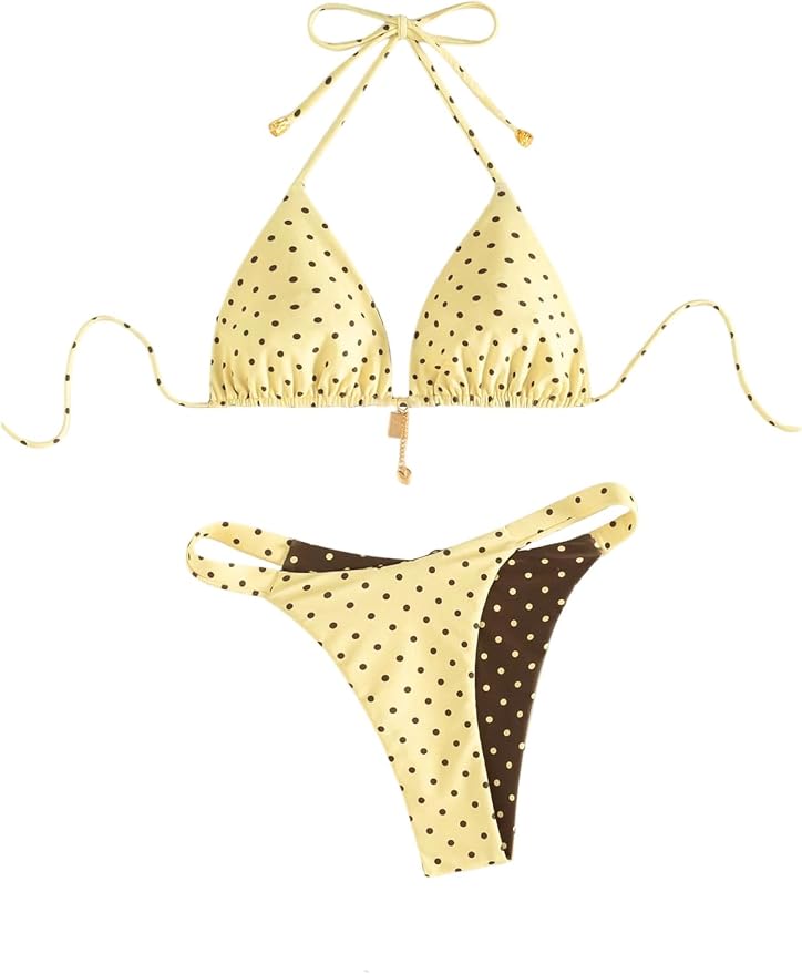 Multicolor reversible triangle bikini for women with stylish beachwear design